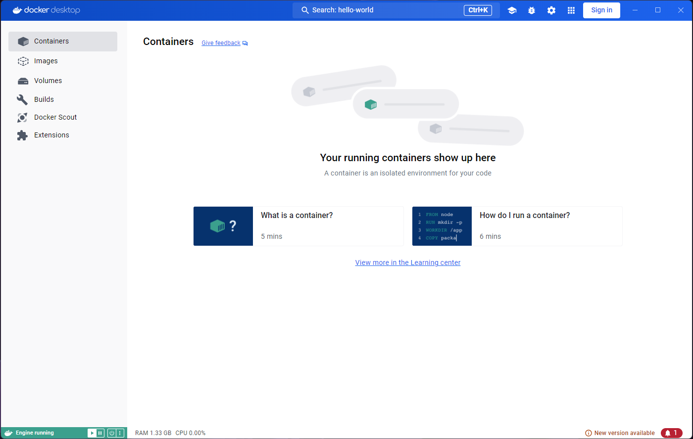 Deleting containers - Step 4