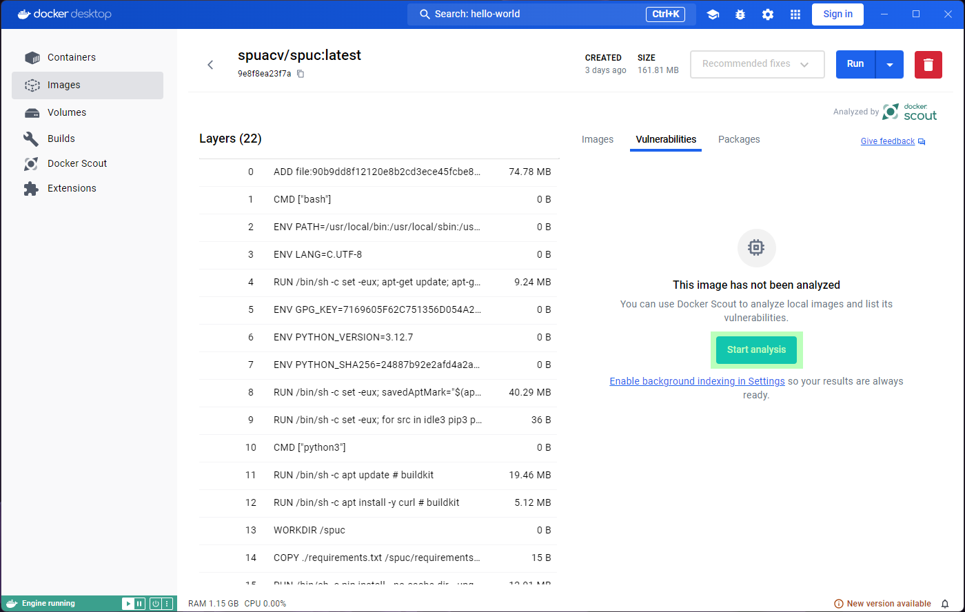 Inspecting spuc image - Step 2