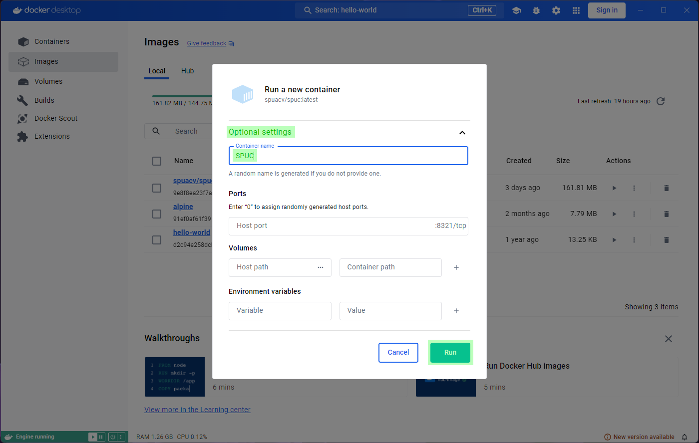 Optional settings for spuc - Step 2