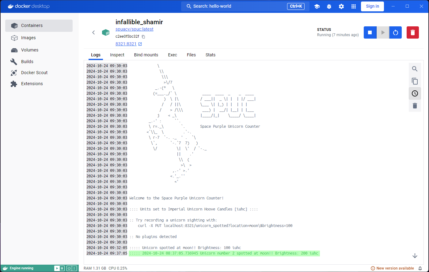 Interacting with spuc terminal in the Exec tab - Step 7