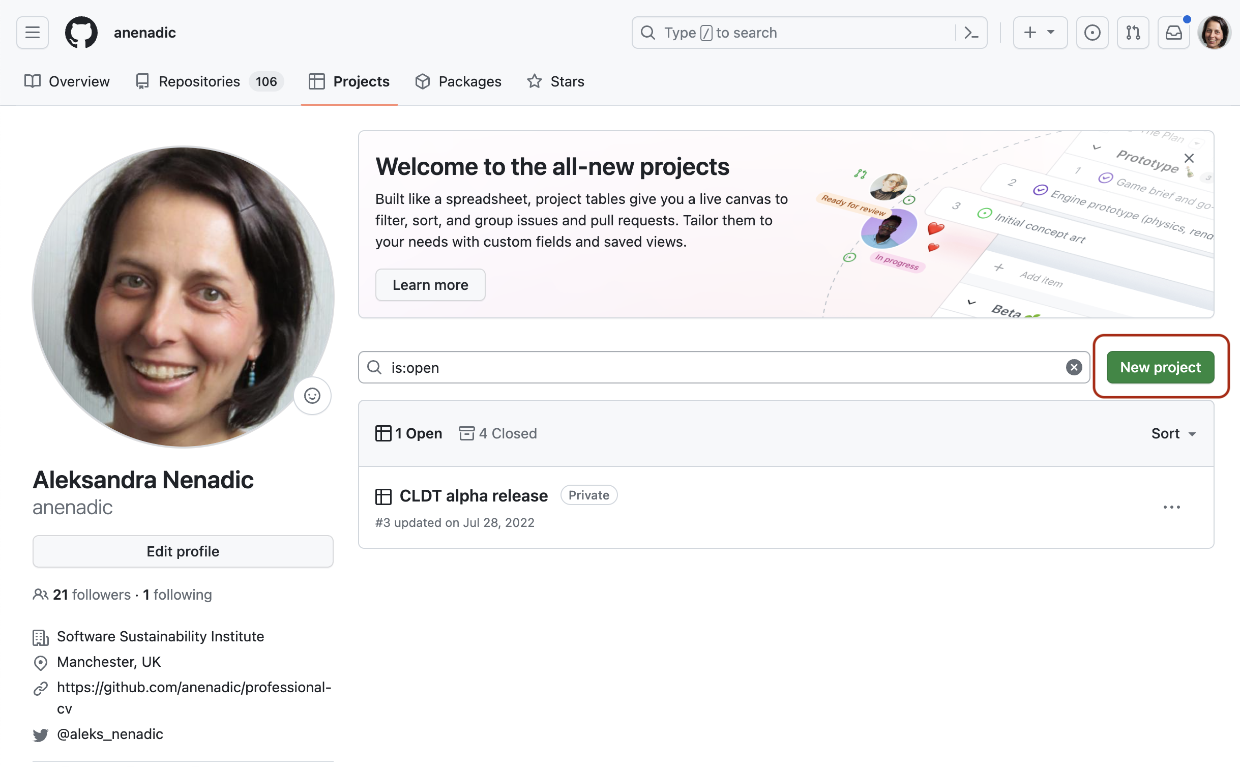 Adding a new project board in GitHub