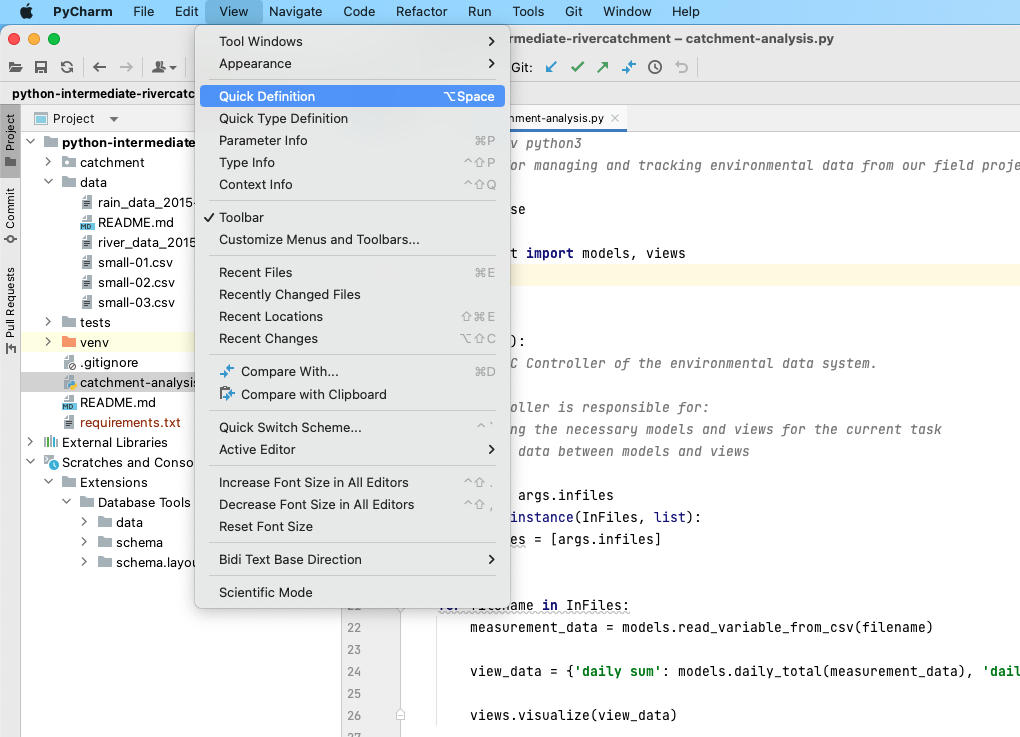 Code References Functionality in PyCharm