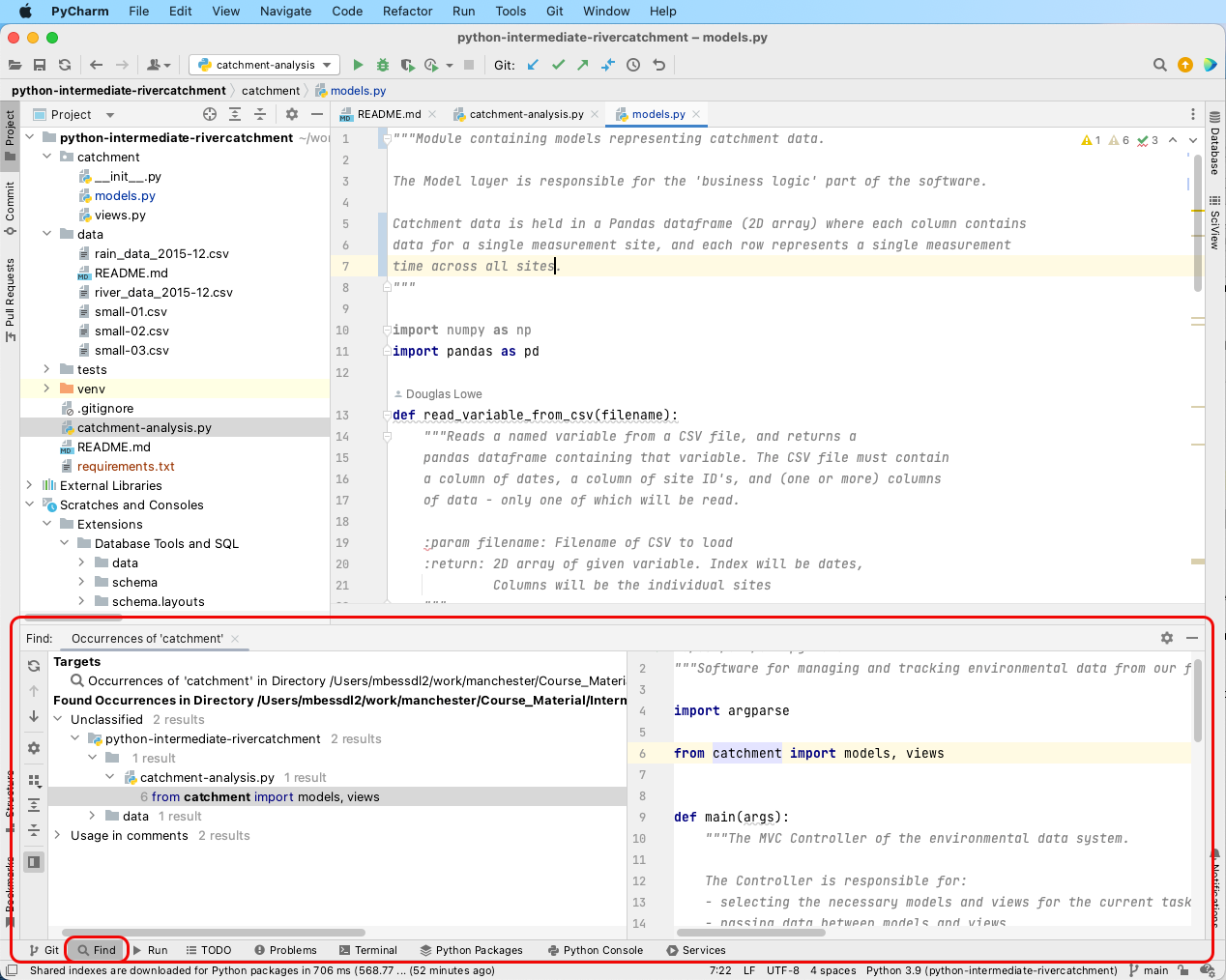 Code Search Functionality in PyCharm