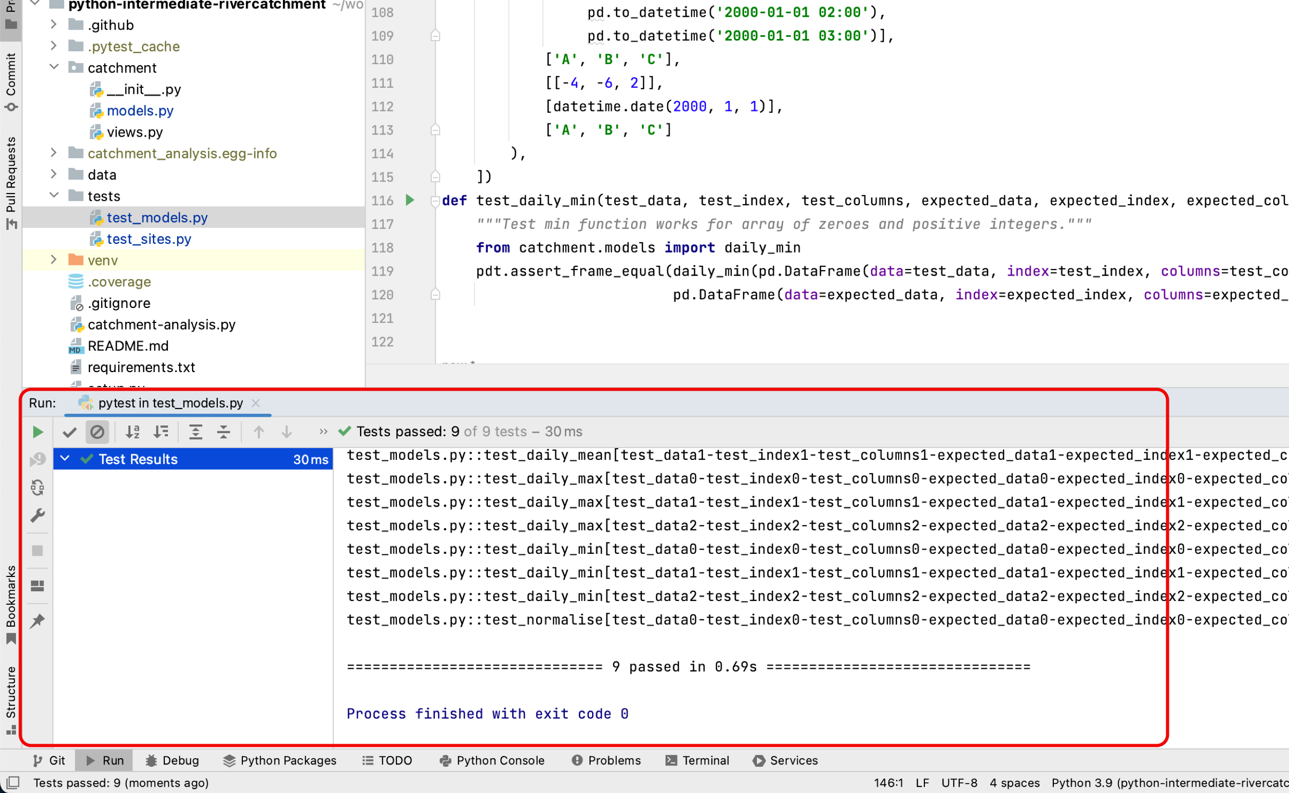 All tests in PyCharm are successful