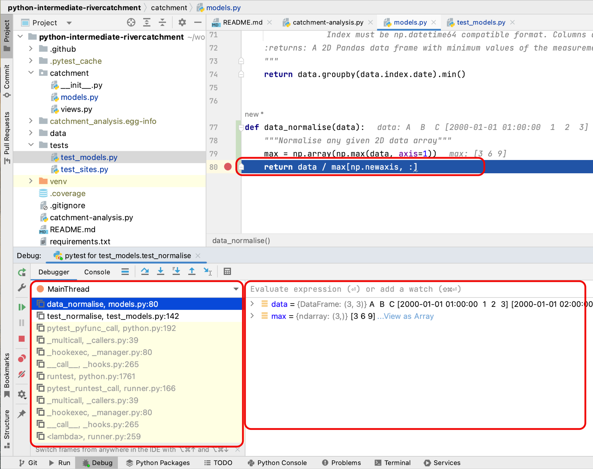 Debugging in PyCharm